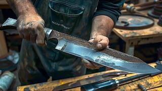 Man Turns Rusty Leaf Spring into Amazing KNIFE  Kukri Knife Start to Finish @LeandroGoretta