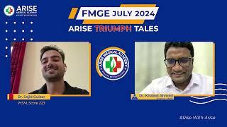 Arise Triumph Tales  Success Story of Dr. Sajid Gulzar with 223 in First Attempt in FMGE July 2024