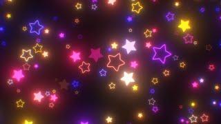 Spinning Colorful Glowing Neon Lights Star Outline Shapes Flashing 4K Background VJ Video Effect