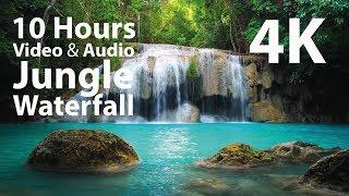 4K UHD 10 hours - Jungle Waterfall - mindfulness ambience relaxing meditation nature