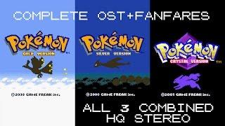 Pokemon GoldSilverCrystal Soundtrack HQ STEREO COMPLETE OST & FANFARES