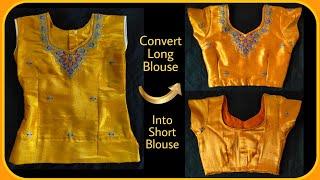 DIY Convert Long Blouse into Short Blouse  34 Size Blouse  Cutting & Stitching
