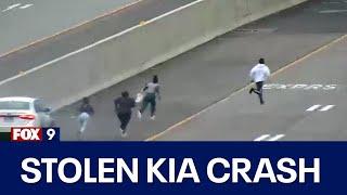 Dramatic video captures crash on I-35E involving teens in a stolen Kia police say