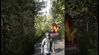 Mobil Avanza Terbakar Ludes di Paliyan Gunungkidul Yogyakarta
