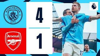 HIGHLIGHTS Man City 4-1 Arsenal  De Bruyne 2 Stones Haaland Goals  Premier League