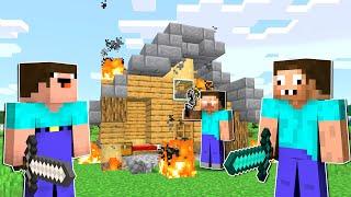 ХЕРОБРИН СЛОМАЛ ДОМ НУБА И ПРО В МАЙНКРАФТ  НУБИК И ТРОЛЛИНГ ЛОВУШКА MINECRAFT