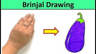 How to draw a Brinjal  Very Easy Brinjal Drawing  Step by step #drawing #art