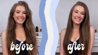 HOW I SMOOTH & DEFRIZZ MY HAIR #SHORTS  how to give thin and fine hair volume with minimal damage