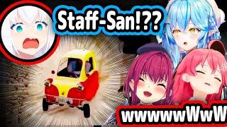 HoloJP Reacts To Clip Of Cover Staff Trolling Fubuki With Tiny Tricycle Car【Hololive】