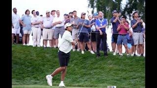 Charlie Woods gets visibly frustrated after his swing goes wayward at US Junior Amateur  #gc71f