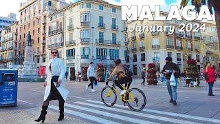 Malaga City Walk Costa del Sol Spain January 2024 4K