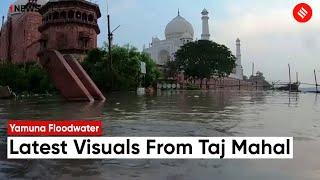 Yamuna Flood Water Continues To Increase In Agra Water Reaches Taj Mahal Outer Wall  Flood 2023