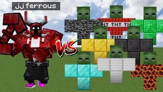 maizen jj ferrous VS all mutant zombies battle in minecraft