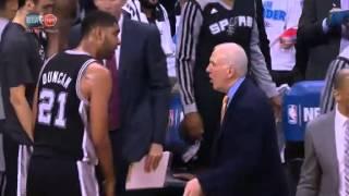 Tim Duncan & Gregg Popovich Trashtalking to each other Game 4 #NBAPlayoffs