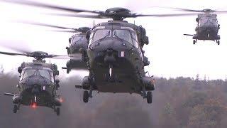 NH90 CH-47 Chinook AH-64 Apache Helicopters Flight Operations in Close Formation