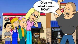 Childish Dad misbehaves at Burger King.