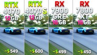 RTX 4070 vs RTX 4070 Super vs RX 7900GRE vs RX 7800XT  Gaming Benchmark  RayTracing & DLSS 