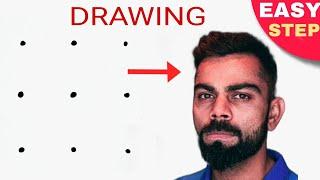 Dots turns into Virat Kohli Drawing  Easy Virat Kohli Drawing