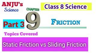 Part 3 Class 8  Chapter 9 Friction  Science  Static Friction vs Sliding Friction