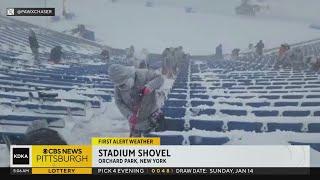 Crews shoveling out Highmark Stadium ahead of Steelers-Bills Wild Card game