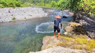 FIRST TIME FISHING NET IN A VERY CLEAR RIVER THE RESULT WAS SHOCKING.‼️Amazing fishing video