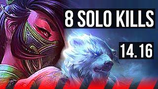 AKALI vs VOLIBEAR TOP  8 solo kills 600+ games  NA Master  14.16