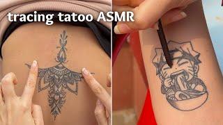 SKIN TRACING ON TATOO  ASMR ita