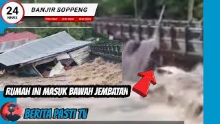 DUA RUMAH hanyut terekam kamera detik detik rumah hancur dibawah jembatan