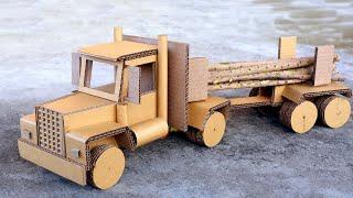 Amazing  How to make a logging truck from cardboard  DIY at home