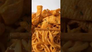 Carbonara with Popping corn Chips #koreanfood #koreanconveniencestore #noodles