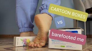 #105 cartoon boxes barefeet crushing