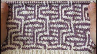 Mosaic knitting slip stitch 2 color pattern knit247