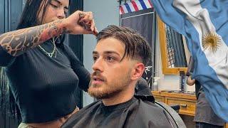 I SHAVED BY A FEMALE BARBER Argentinian Haircut Vlog