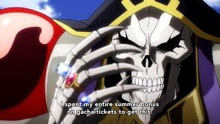 Ainz Ooal Gown use his gacha item Super Tier Magic to get Shalltear back  but World Item break it