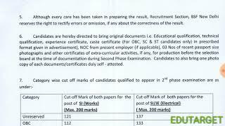 BSF SI JE  WORKS & ELECTRICAL RESULT 2018 -19 ANOUNCED ON 27 MARCH 2019  BSF RESULTS  BSF JE