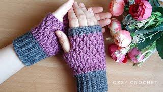 كروشيه  جوانتي بدون أصابع بغرزة جبال الالب  #ozzy_crochet