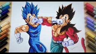 Drawing Vegeta SSj Blue vs Vegeta SSj4 #shorts