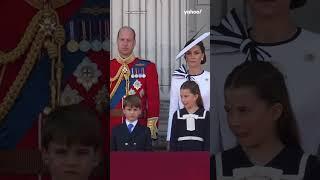 Moment Princess Charlotte corrects Prince Louis at Trooping the Colour  #shorts #yahooaustralia