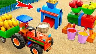 Diy tractor making mini Fruit Juice and Rice milling machine  DIY tractor transporting mango