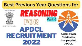 APDCL Recruitment 2022  Important Reasoning Previous Year questions  Part-1#apdcl_recruitment_2022