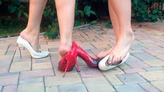 Casadei and louboutin high heels abused high heels wet high heels in mud shoes abuse # 046