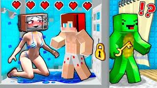 MIKEY closed JJ and TV WOMAN in the SHOWER STALL JJ with TV WOMAN are STUCK in Minecraft - Maizen