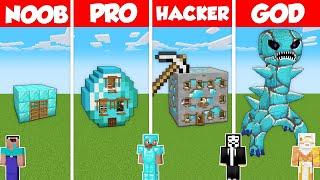 DIAMOND HOUSE BASE BUILD CHALLENGE - Minecraft Battle NOOB vs PRO vs HACKER vs GOD  Animation