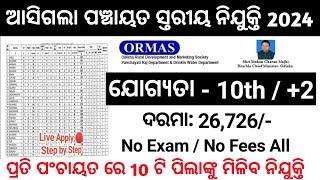 panchayat office recruitment 2024  Odisha New Job Vacancy 2024  Odisha govt jobs