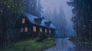 HEAVY RAIN on Roof for Deep Sleep & Insomnia Relief  Night Thunderstorm for Insomnia Relax Study