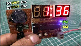 12hr  7-Segment Digital RTC Clock with Am Pm Indicator using Atmega8A   DIY DS1307 & DS3231 RTC