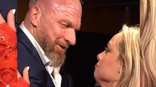 Liv Morgan cries  as Triple h hugs & Congratulate her backstage at WWE Kings & Queens of the Ring