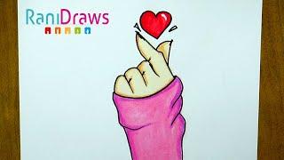 How to draw a TUMBLR KOREAN HEART - Easy