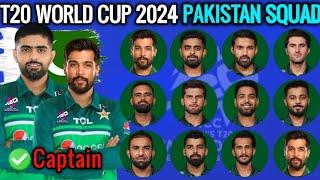 T20 World Cup 2024  Pakistan 15 Members Team Squad  Pakistan Squad T20 World Cup 2024 T20 WC 2024