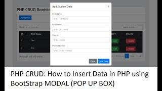 PHP CRUD Bootstrap Modal Insert Data into Database in PHP
